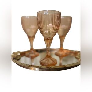 Set of (3) Fostoria Monet Peach Water Goblets